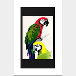 2 PARROTS TAKING A SELFIE Posters and Art